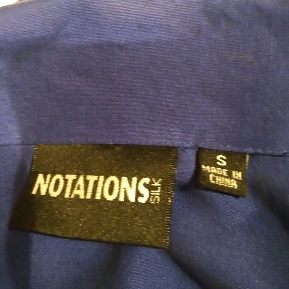 Notations Royal Blue 3/4 Sleeve Washable 100% Silk Blouse Size Small - Picture 6 of 7